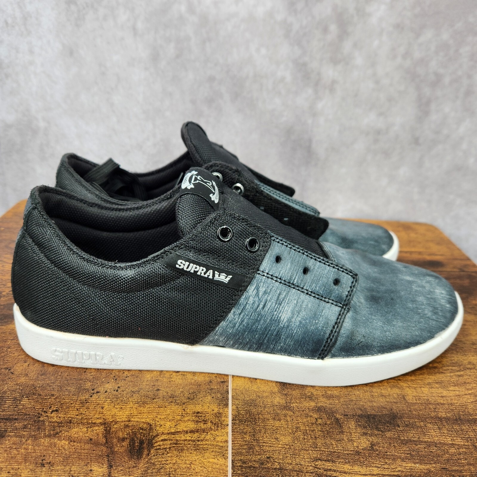 Supra Stacks Sneakers Mens 13 Gray Black Terry Kennedy Canvas Skate Sk8 Shoes
